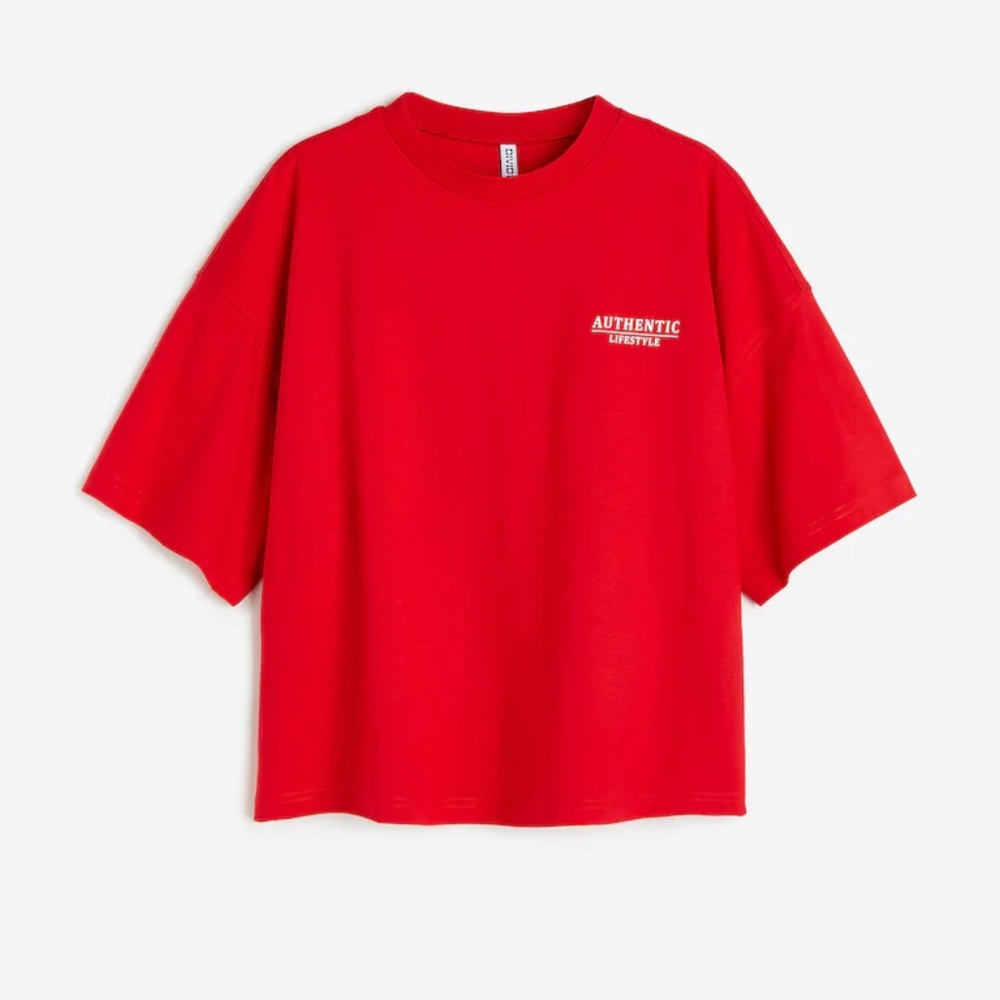 H&M Red Cropped T-shirt